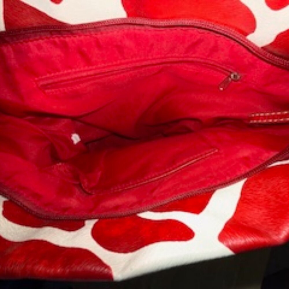 Dooney & Bourke Red/White Zebra Print Leather Shoulder Bag - Picture 9 of 10